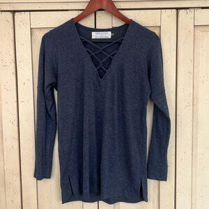 Jet by John Eshaya Navy Crisscross Tunic, Exclusive, Size Small